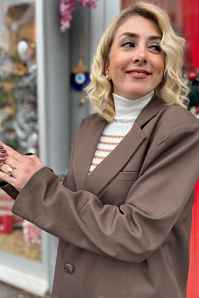 Oversize Blazer Ceket -Kahve