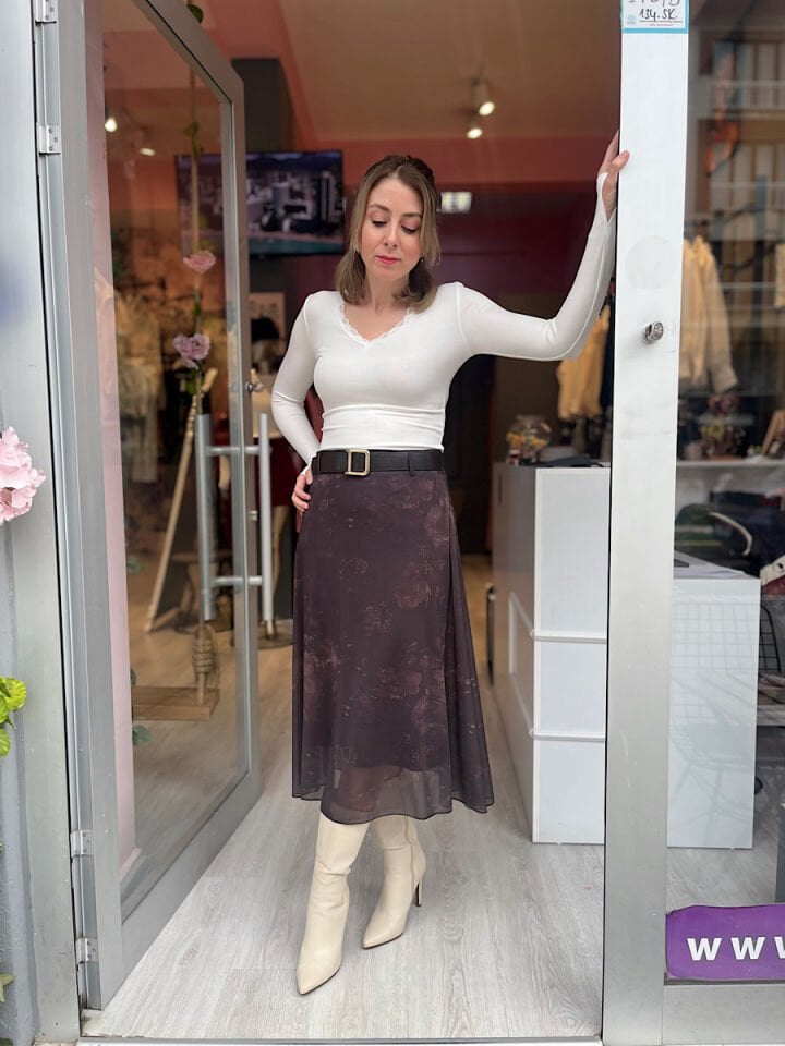 Kemerli Tül Etek -Kahve