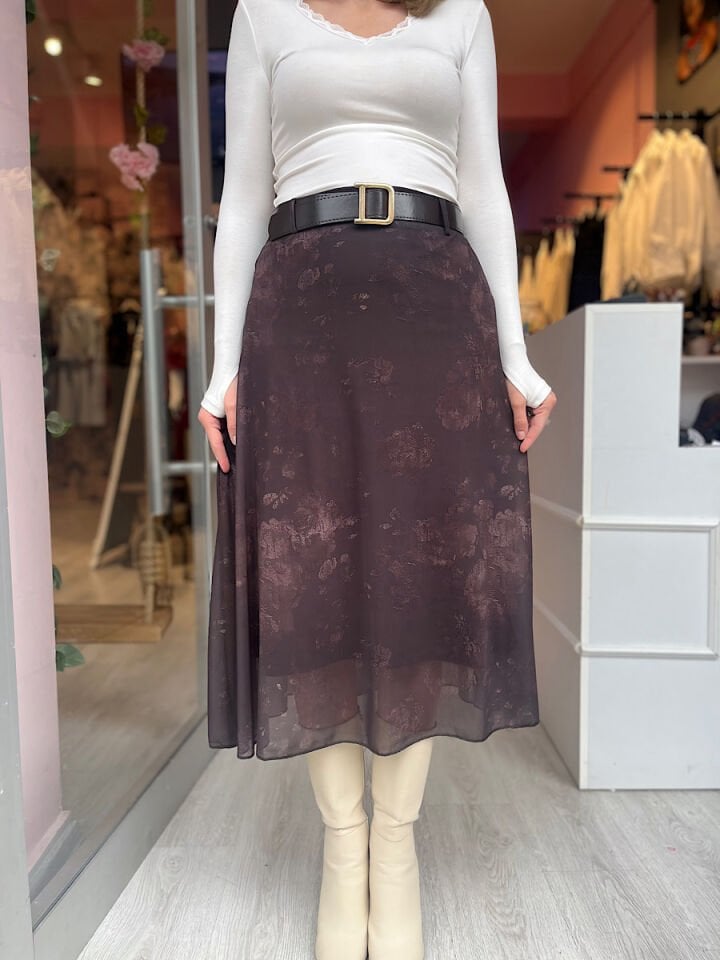 Kemerli Tül Etek -Kahve