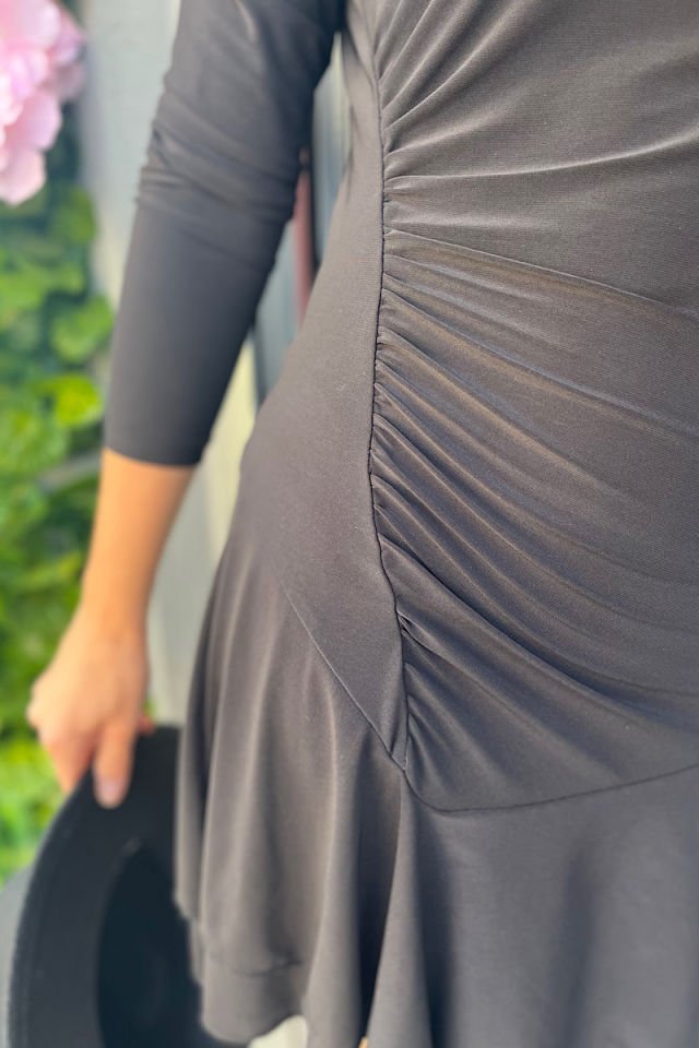 Sandy Volanlı Mini Elbise-Siyah