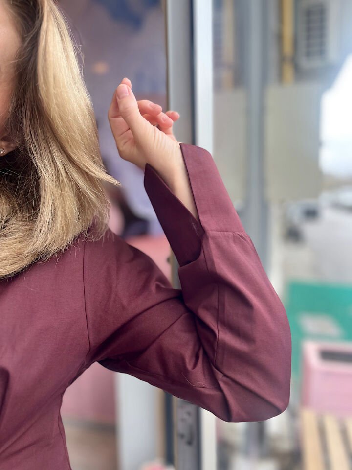 Belden Oturtmalı Gömlek-Bordo