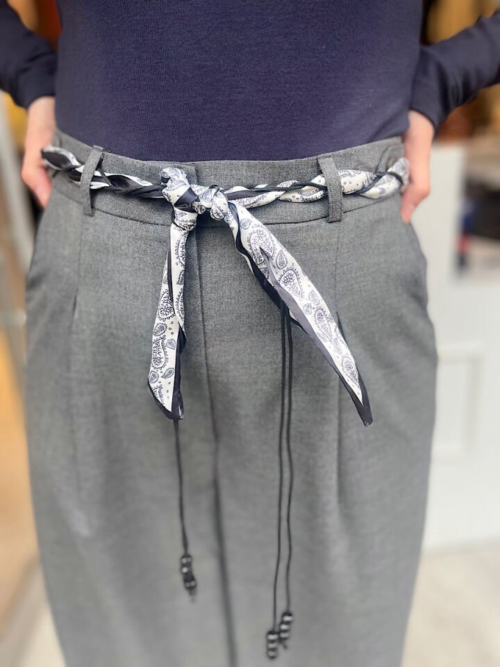 Fularlı Pantolon -Gri