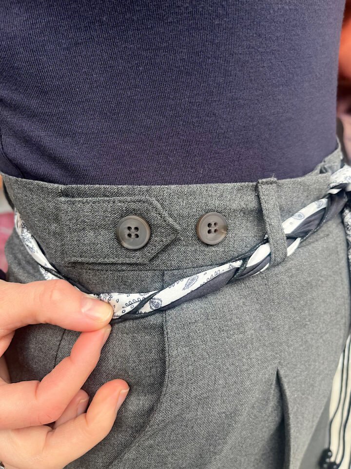 Fularlı Pantolon -Gri