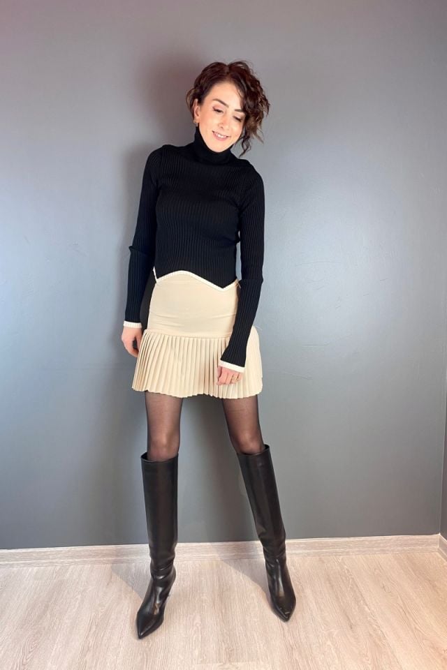 Double Kumaş Pilise Etek