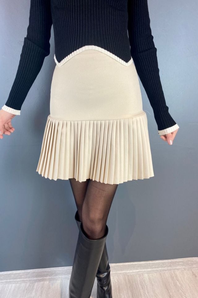 Double Kumaş Pilise Etek