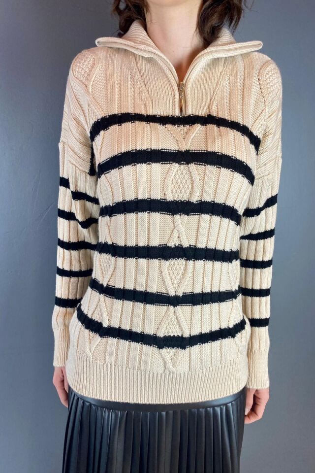 Polo Yaka Çizgili Kazak