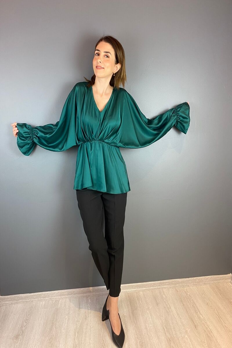 V Yaka Yarasa Kol Saten Bluz