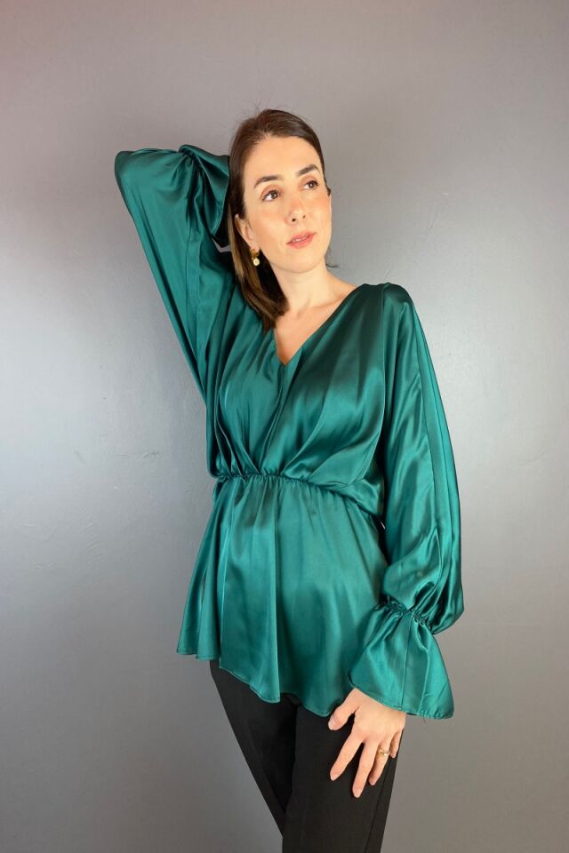 V Yaka Yarasa Kol Saten Bluz