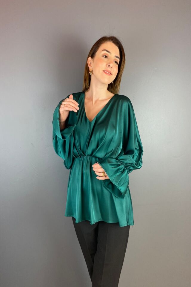 V Yaka Yarasa Kol Saten Bluz