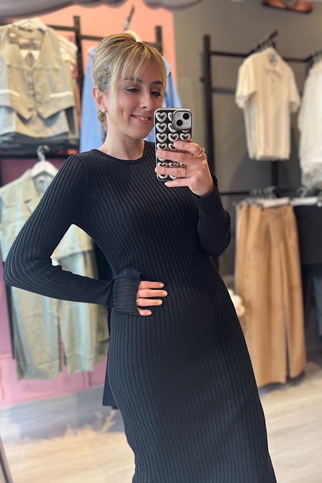 Astarlı File Elbise -Siyah