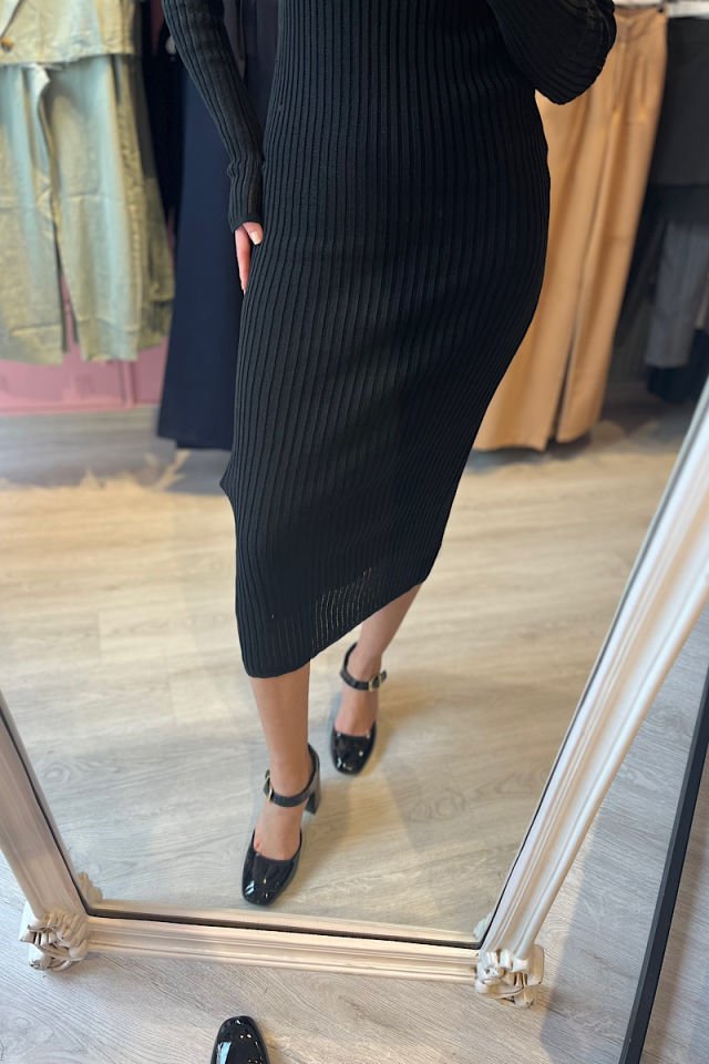 Astarlı File Elbise -Siyah