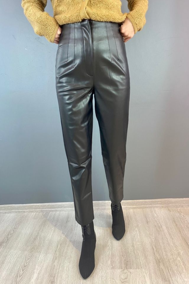 Deri Pensli Havuç Pantolon