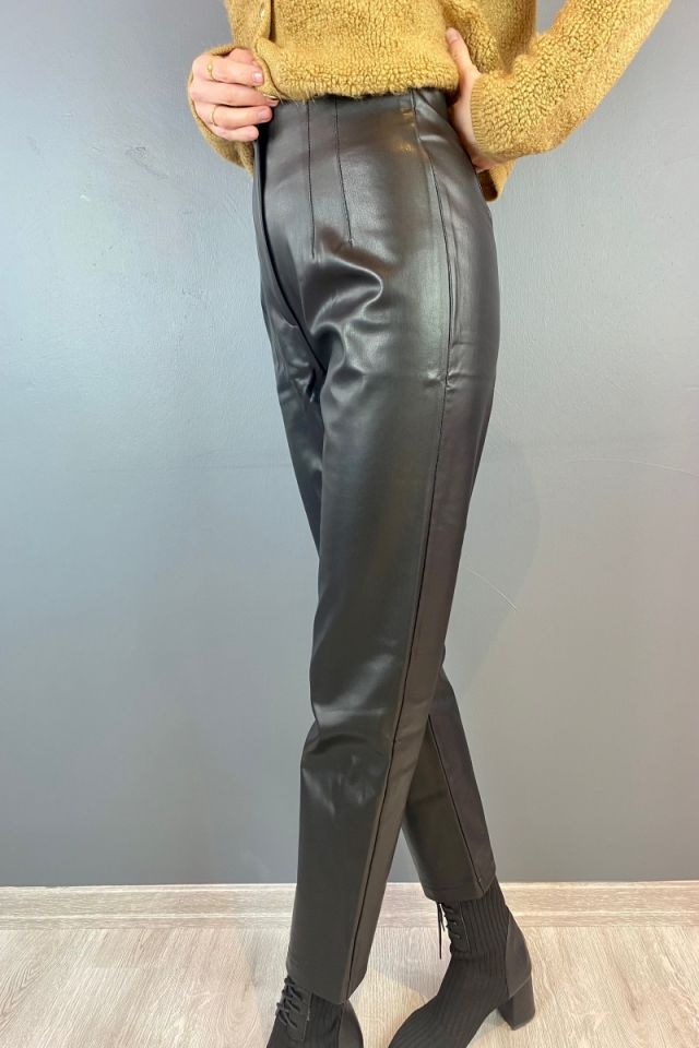 Deri Pensli Havuç Pantolon