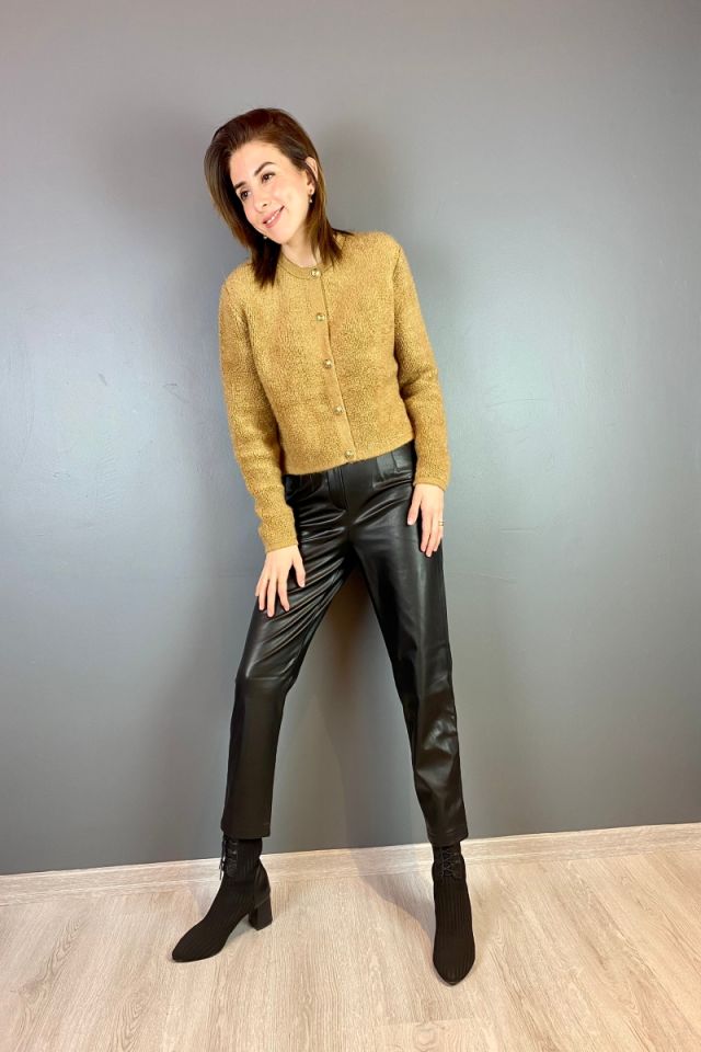 Deri Pensli Havuç Pantolon