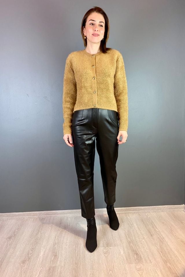 Deri Pensli Havuç Pantolon