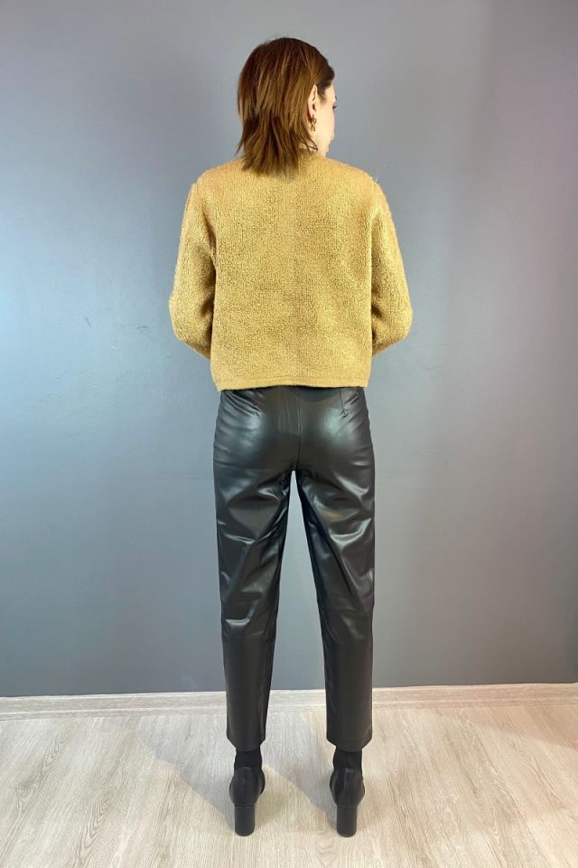 Deri Pensli Havuç Pantolon