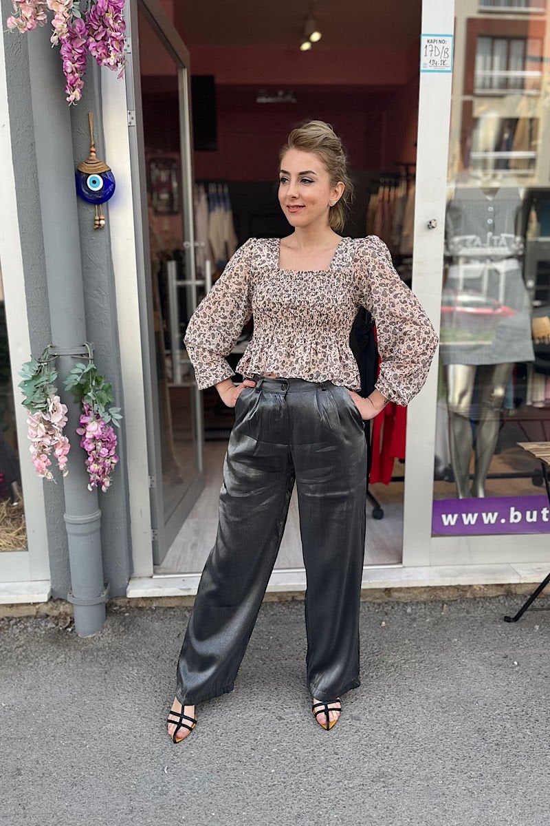 Arkası Çapraz Şifon Bluz