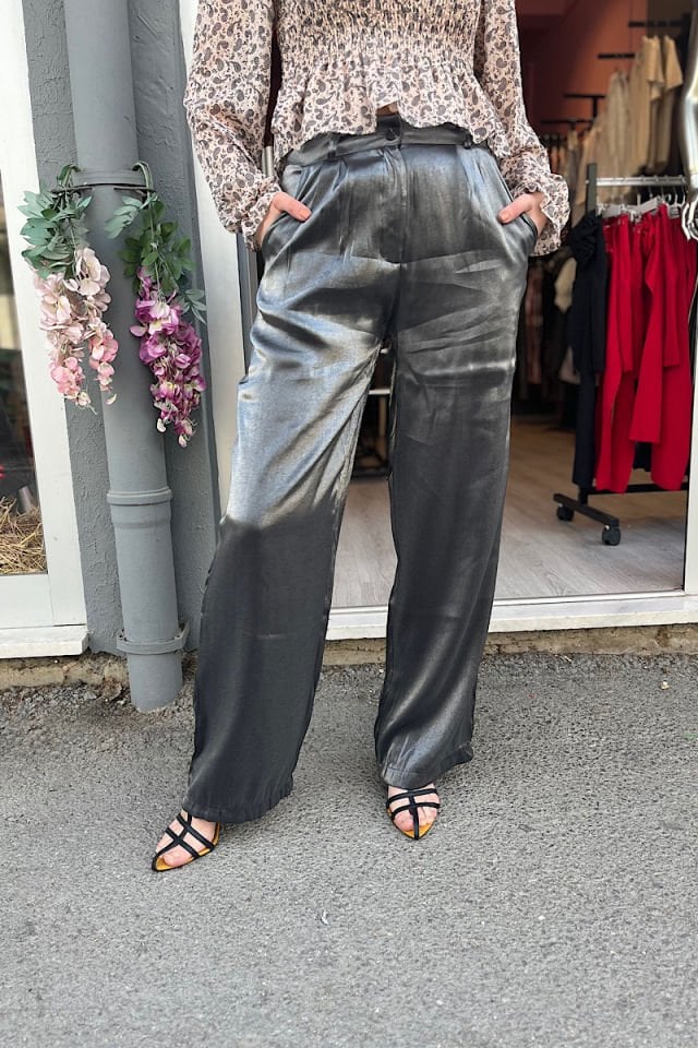Saten Pantolon-Füme