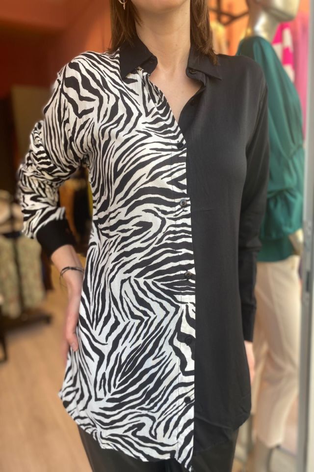 Zebra Desen Gömlek Siyah