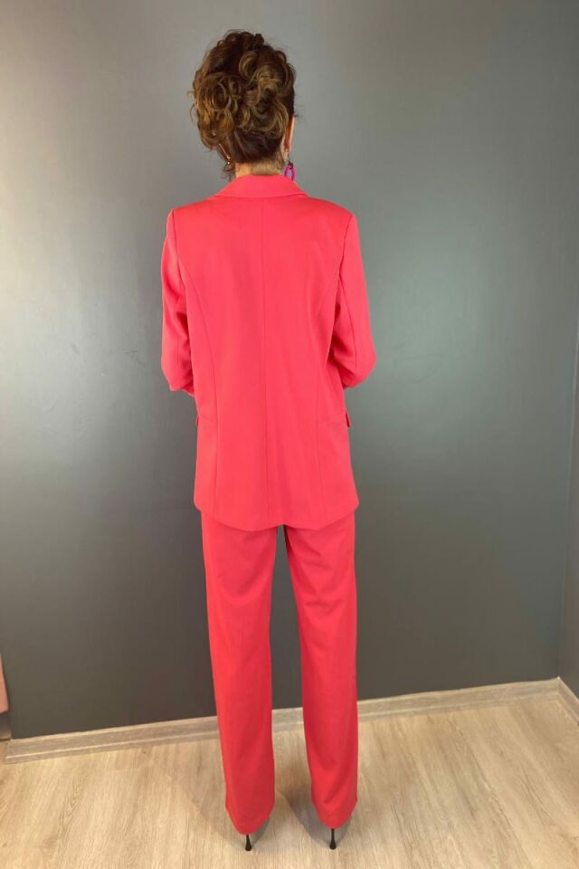 Kolları Büzgülü Ceket-Pembe