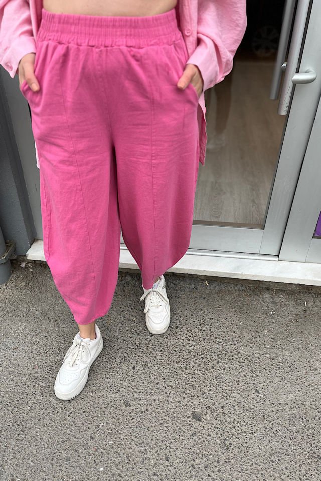 Gabardin Şalvar Pantolon-Pembe