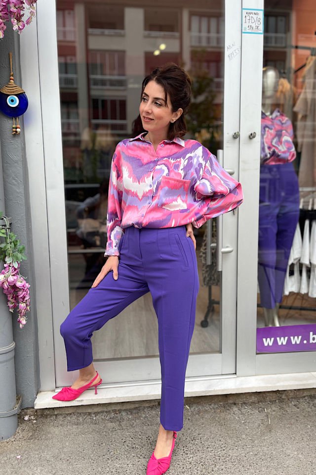 Pensli Marka Pantolon-Mor