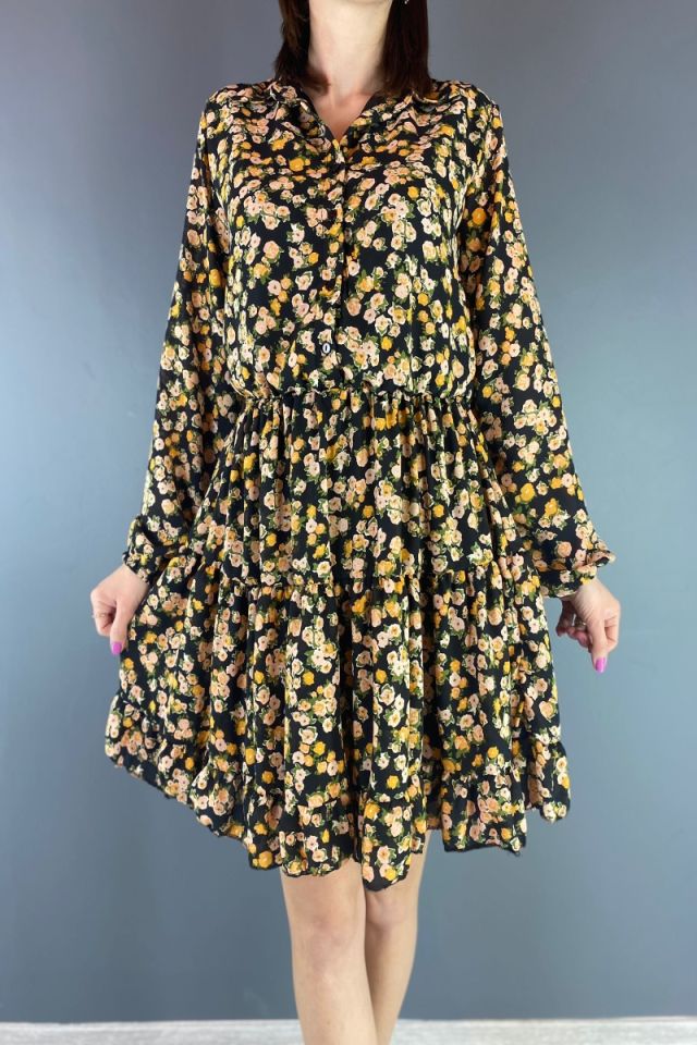 Beli Büzgülü Şifon Elbise