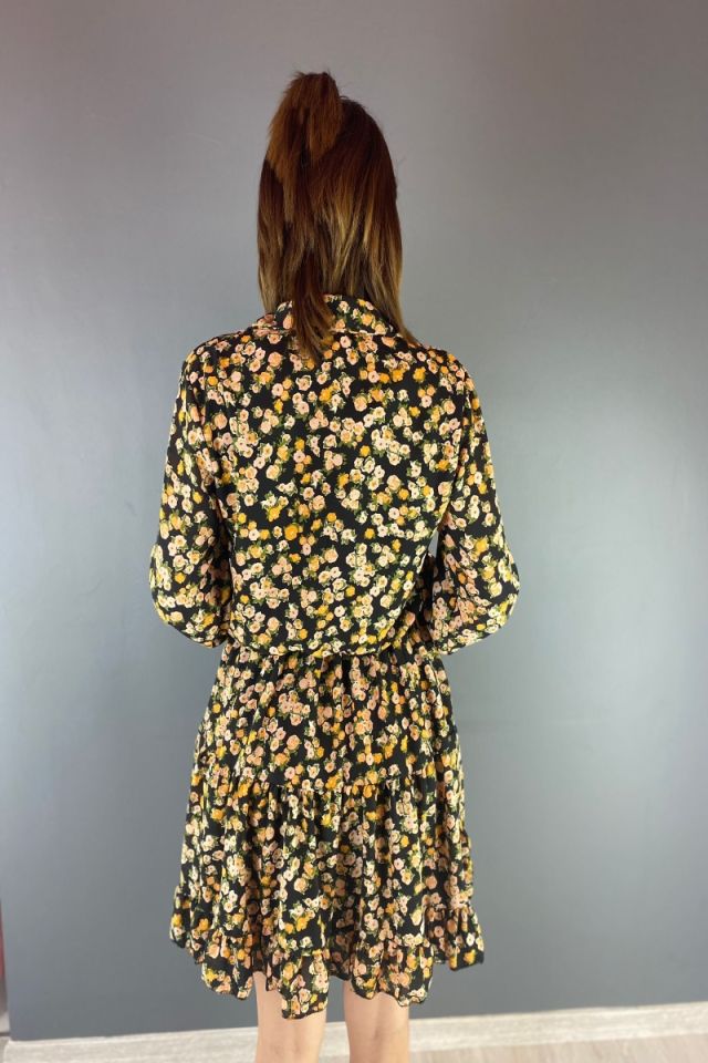 Beli Büzgülü Şifon Elbise