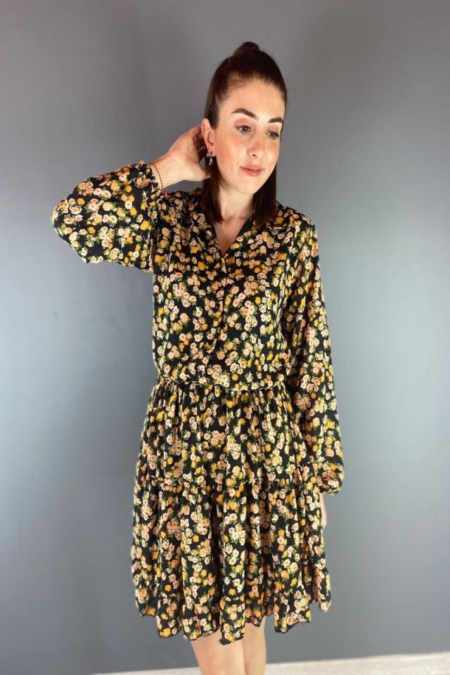 Beli Büzgülü Şifon Elbise