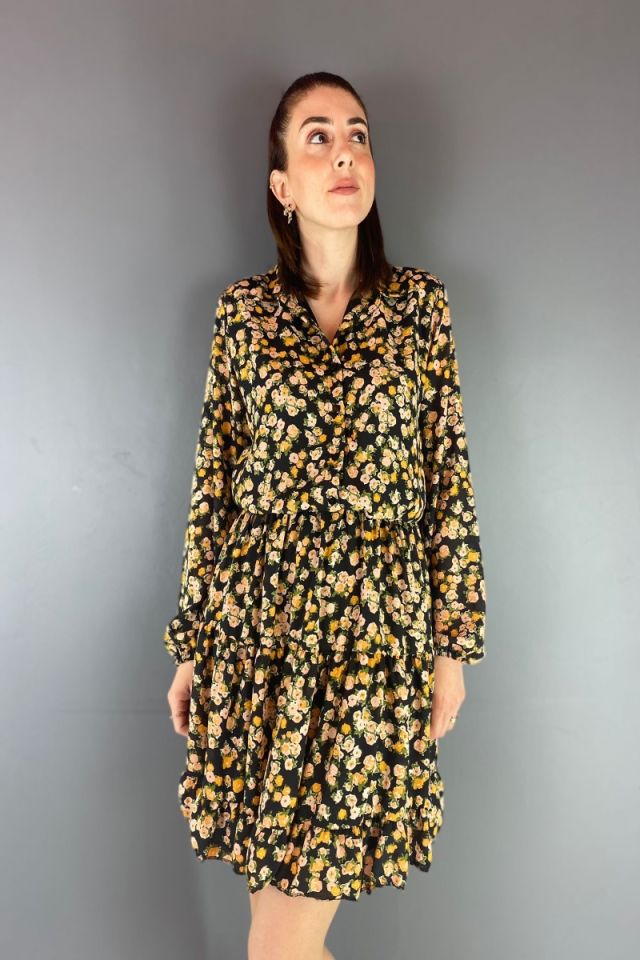 Beli Büzgülü Şifon Elbise