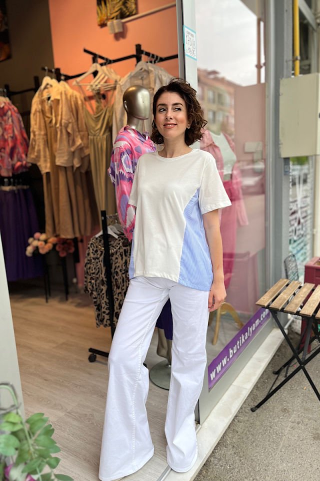 Çizgili Tişört -Mavi