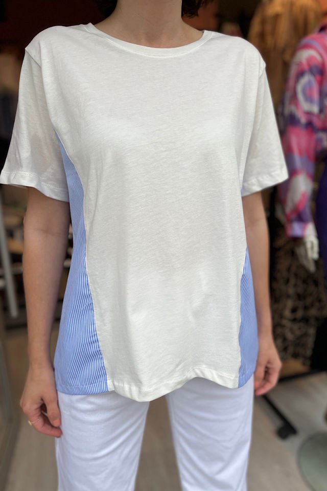 Çizgili Tişört -Mavi