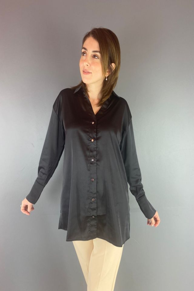 Saten Gömlek Siyah