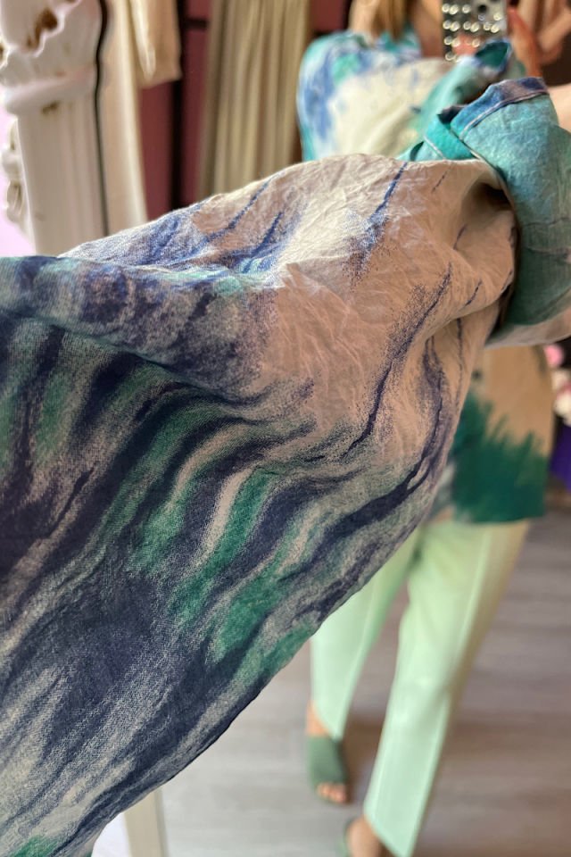 Desenli Salaş Gömlek-Yeşil