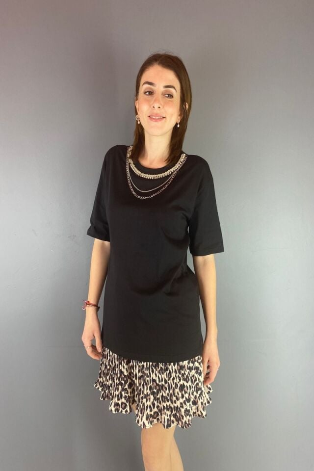 İçi Şortlu Leoapar Desenli Etek