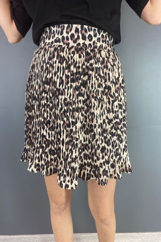 İçi Şortlu Leoapar Desenli Etek