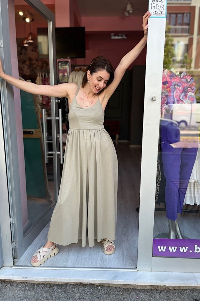 Sırtı Çapraz Süprem Tulum-Haki