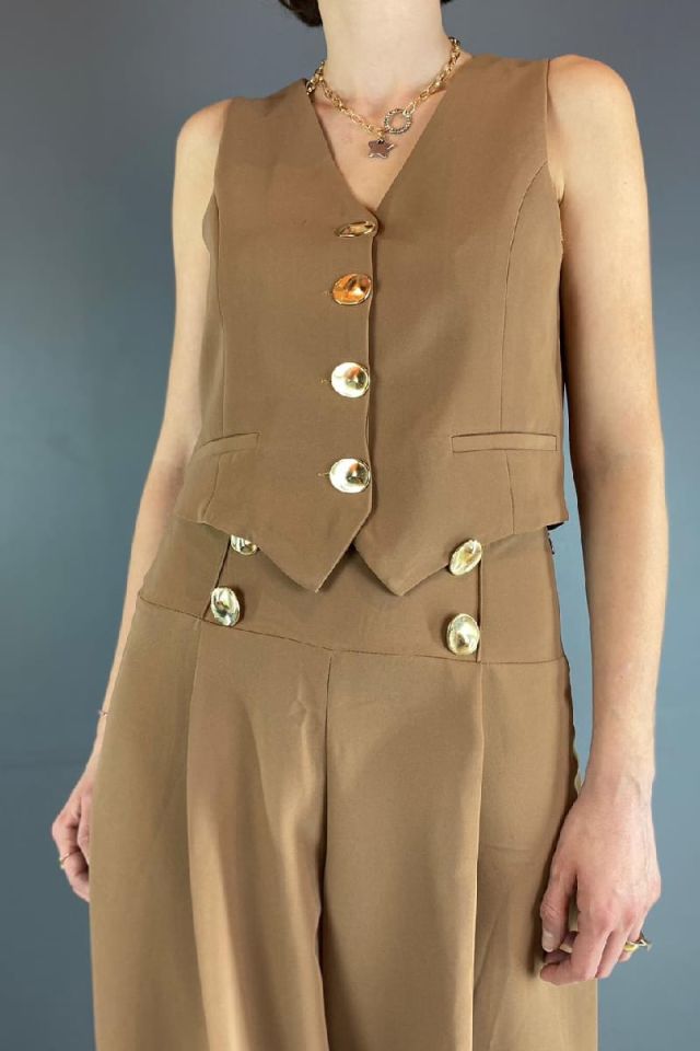 Yelek Pantolon Takım Camel