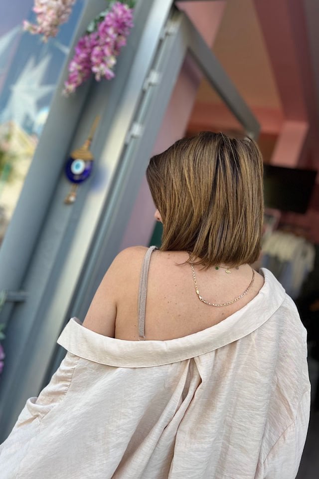 Düşük Omuz Oversize Gömlek -Taş