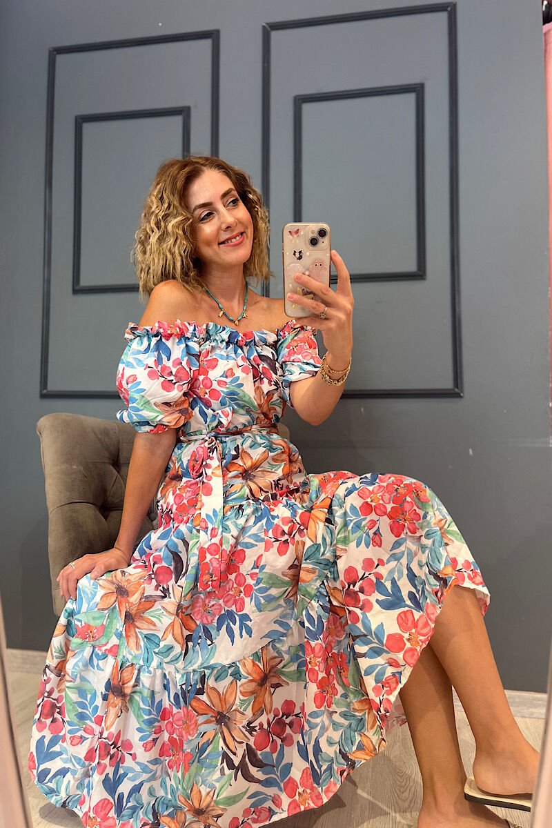 Çiçekli Midi Boy Elbise