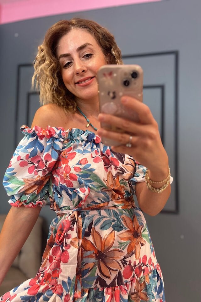 Çiçekli Midi Boy Elbise