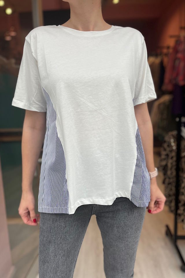 Çizgili Tişört-Füme