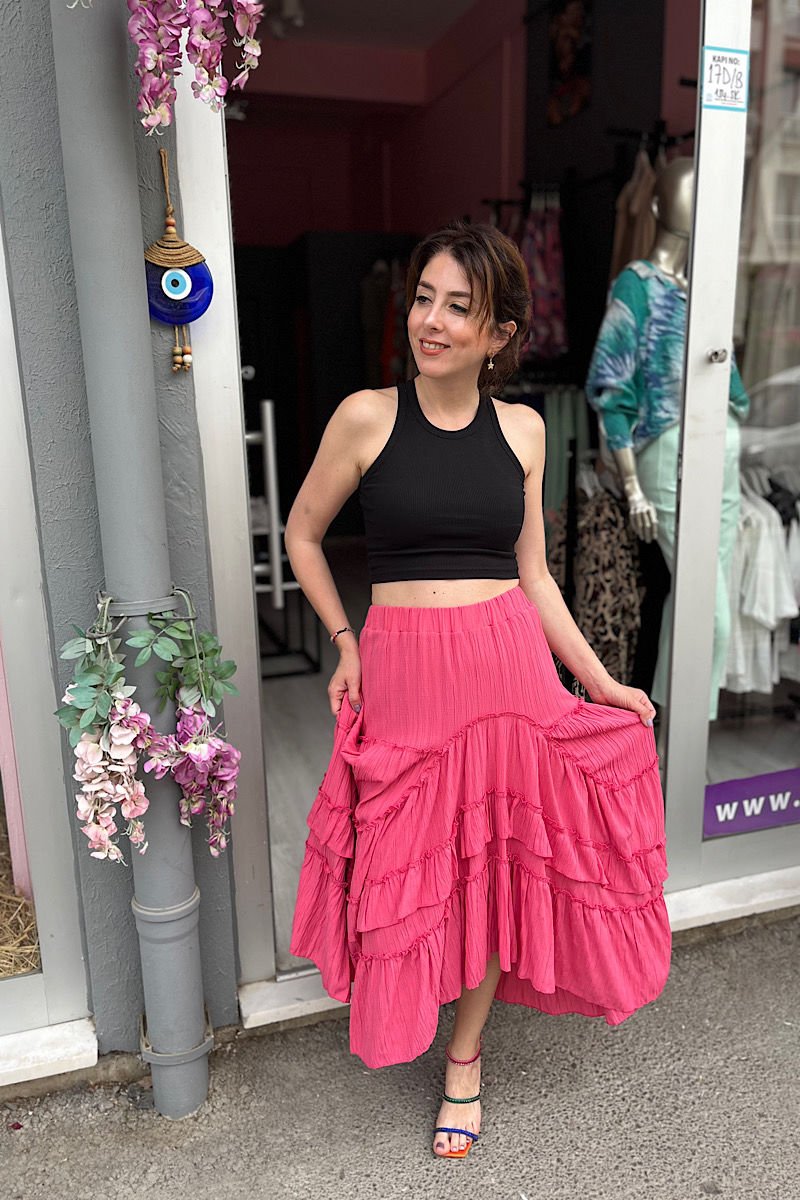 Halter Kesim Fitilli Crop-Siyah