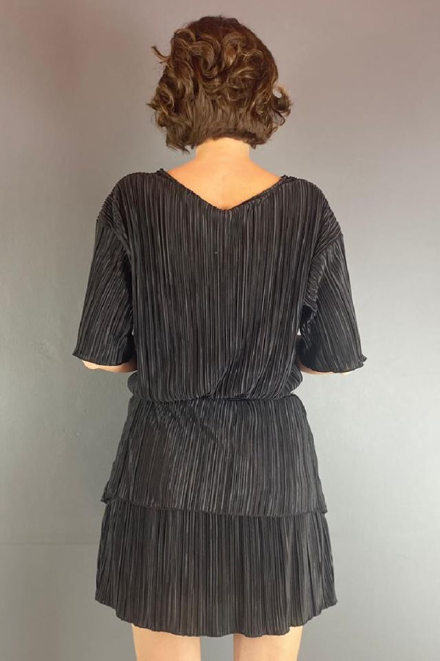 Saten Krinkıl Bluz Siyah