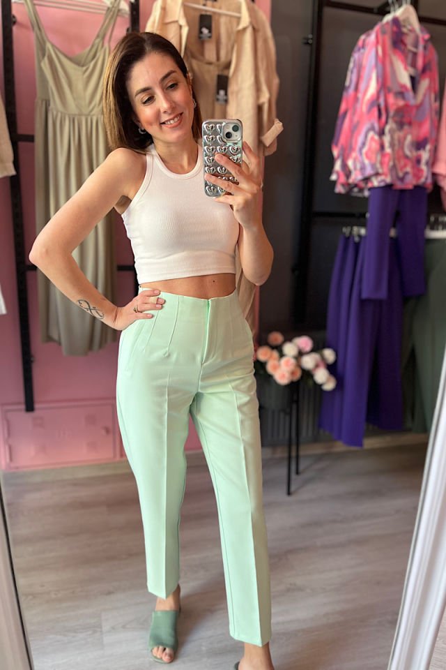 Halter Kesim Fitilli Crop-Beyaz