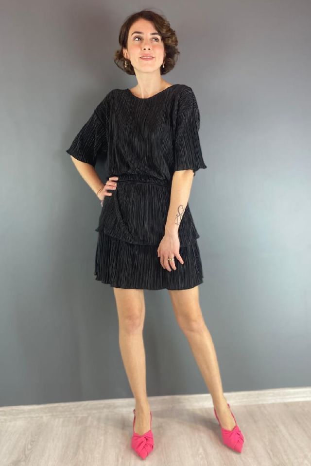 Saten Krinkıl Şortlu Etek