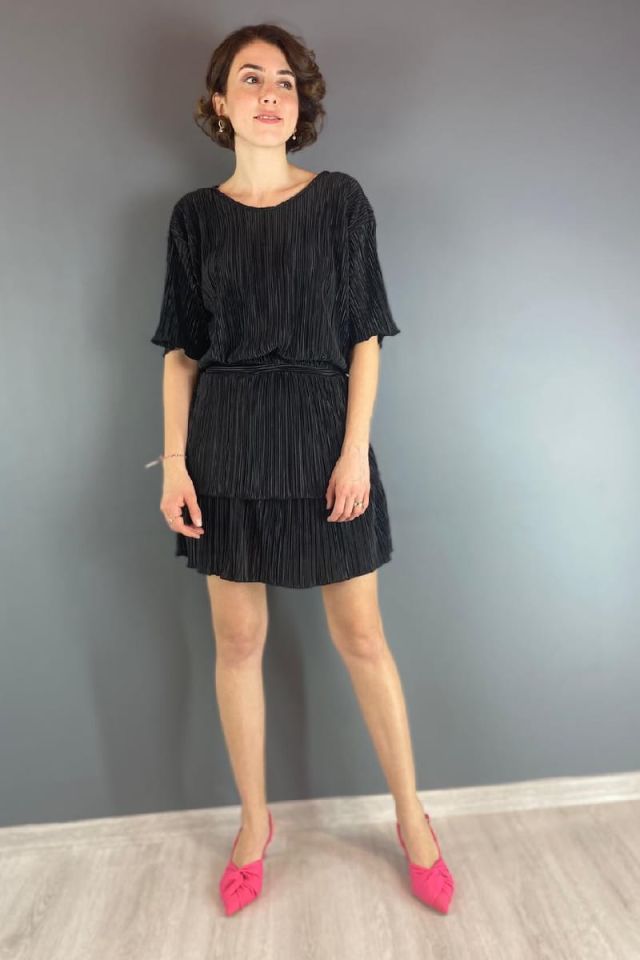 Saten Krinkıl Şortlu Etek