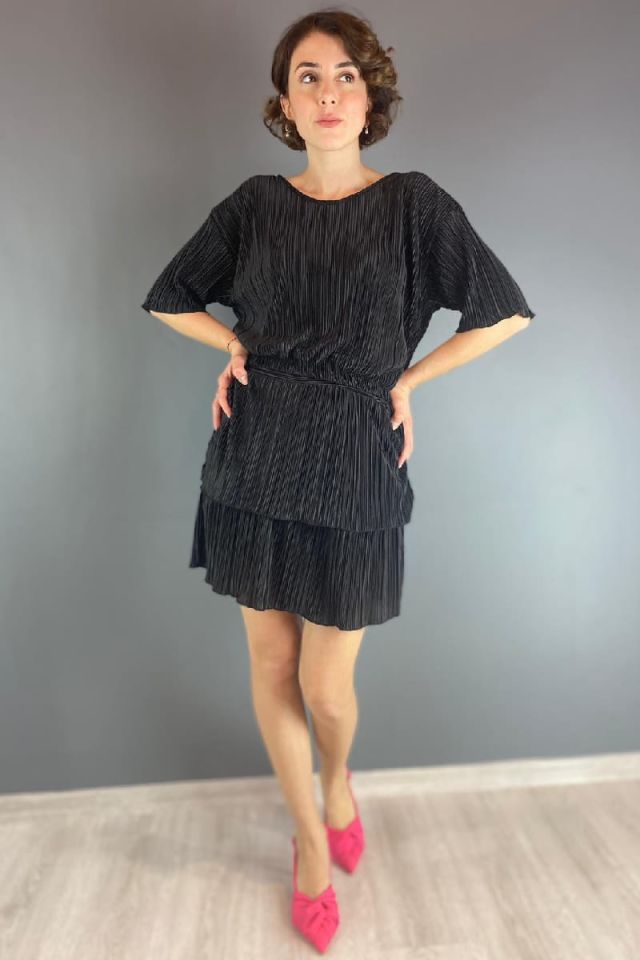 Saten Krinkıl Şortlu Etek