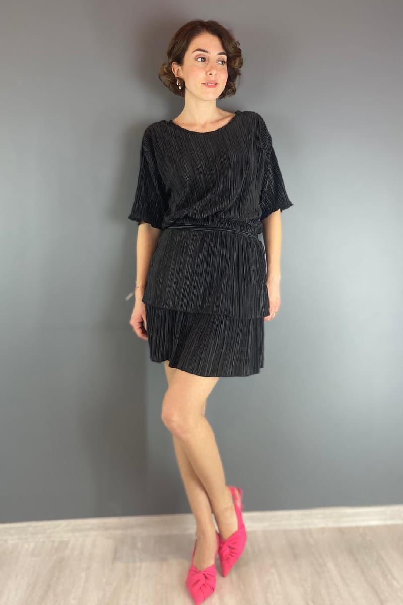 Saten Krinkıl Şortlu Etek