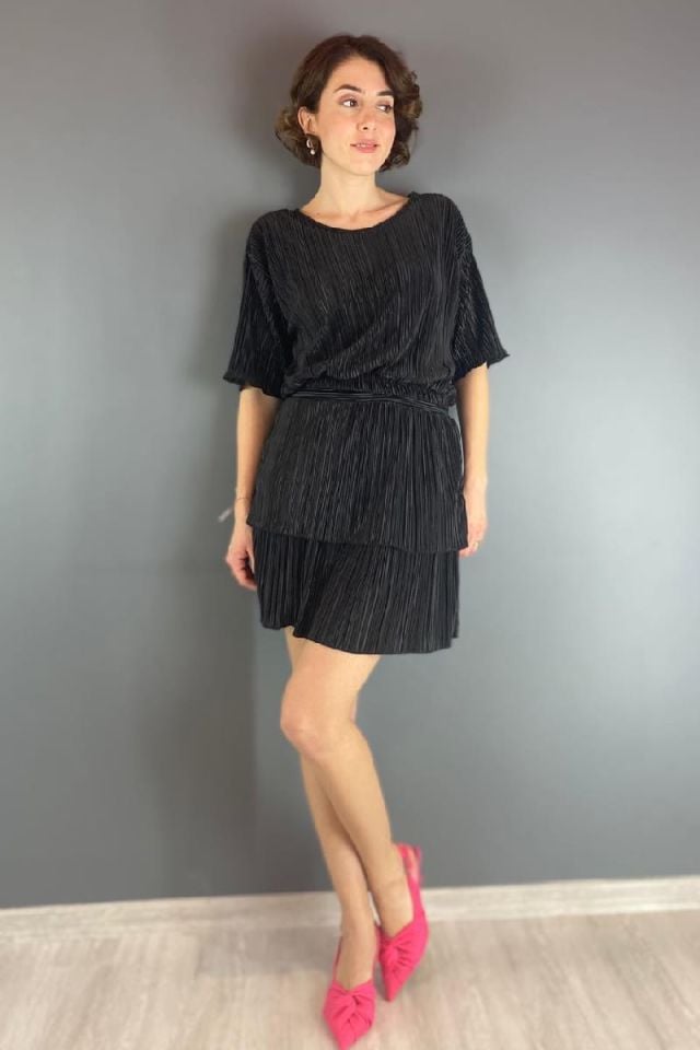 Saten Krinkıl Şortlu Etek